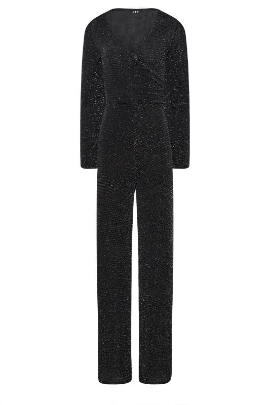 LTS Tall Women's Black & Silver Glitter Wrap Jumpsuit | Long Tall Sally 5