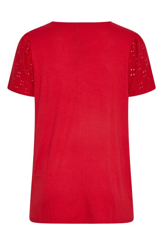 LIMITED COLLECTION Curve Red Broderie Anglaise Sleeve T-Shirt 6