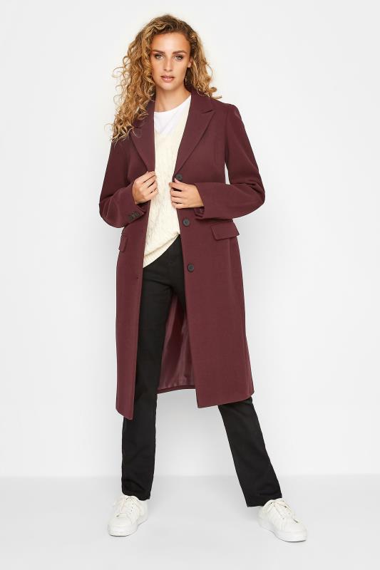 LTS Tall Women's Burgundy Red Midi Formal Coat | Long Tall Sally  2
