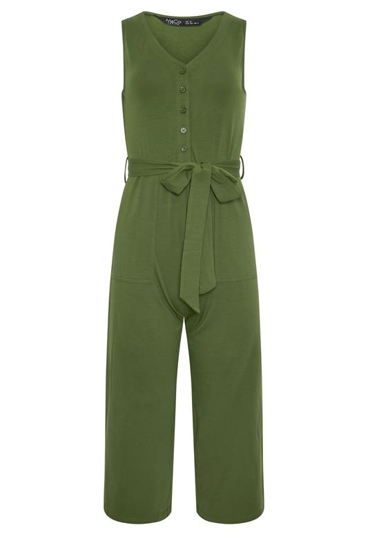 M&Co Petite Khaki Green Cotton Sleeveless Jumpsuit | M&Co 5
