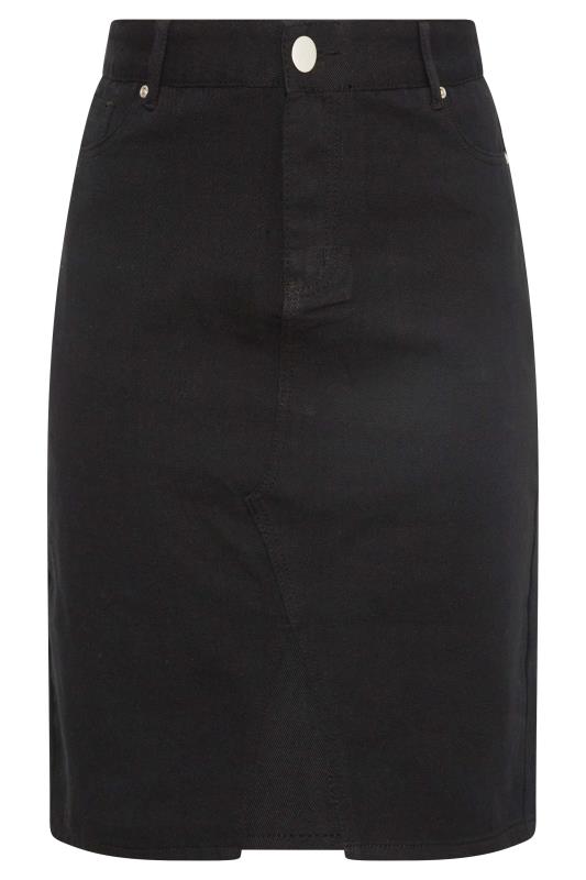 Curve Black Denim Stretch Midi Skirt 5