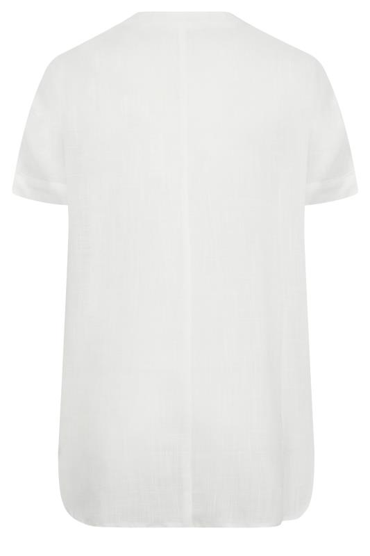 YOURS Plus Size White Half Placket Blouse | Yours Clothing 7