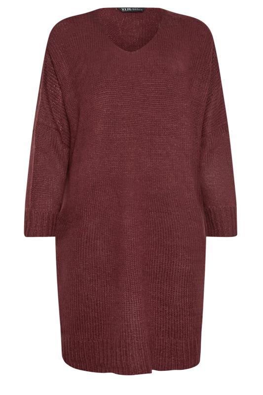 YOURS Plus Size Burgundy Red Midi Knitted Jumper Dress | Yours Clothing 5