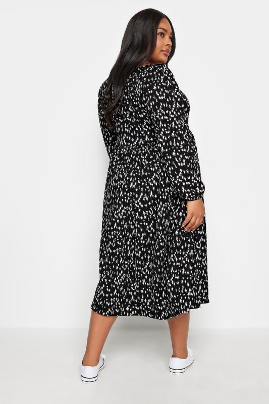 YOURS Plus Size Black Textured Leopard Print Midaxi Dress | Yours Clothing 3