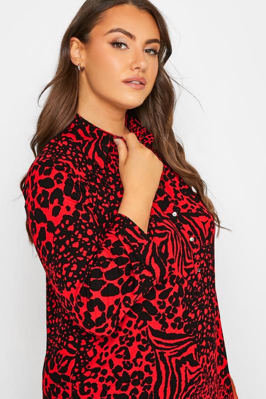 Plus Size Red Animal Print Blouse | Yours Clothing 4