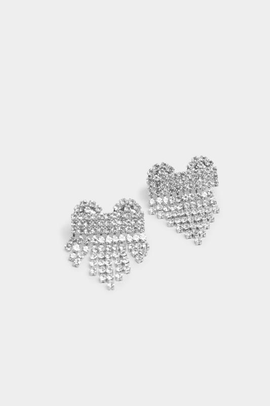 Silver Tone Heart Diamante Earrings 3