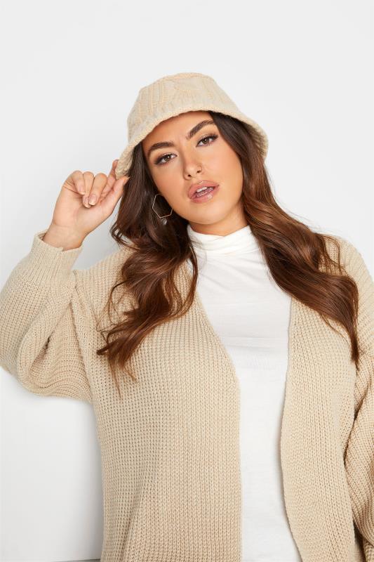 Cream Cable Knit Bucket Hat 2