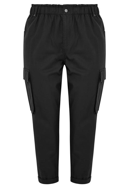 YOURS Plus Size Black Paperbag Utility Trousers | Yours Clothing 5