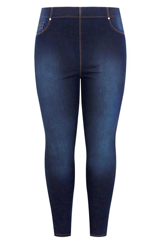 YOURS FOR GOOD Curve Indigo Blue Pull On Bum Shaper LOLA Jeggings_F.jpg