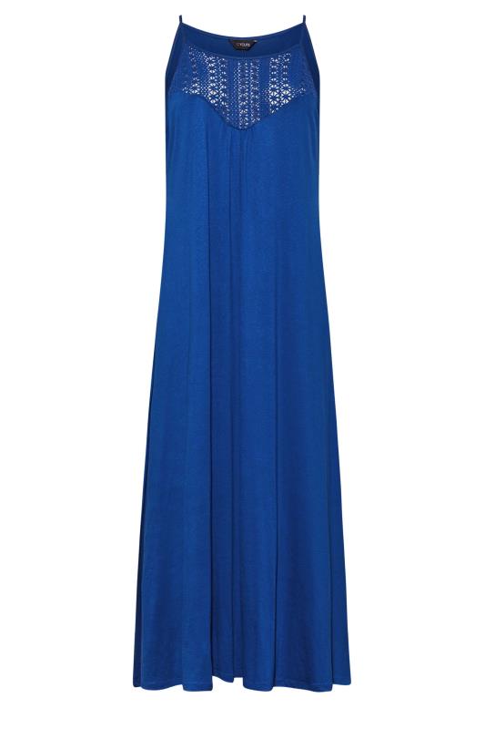 Plus Size Blue Crochet Neckline Sleeveless Maxi Dress | Yours Clothing 6