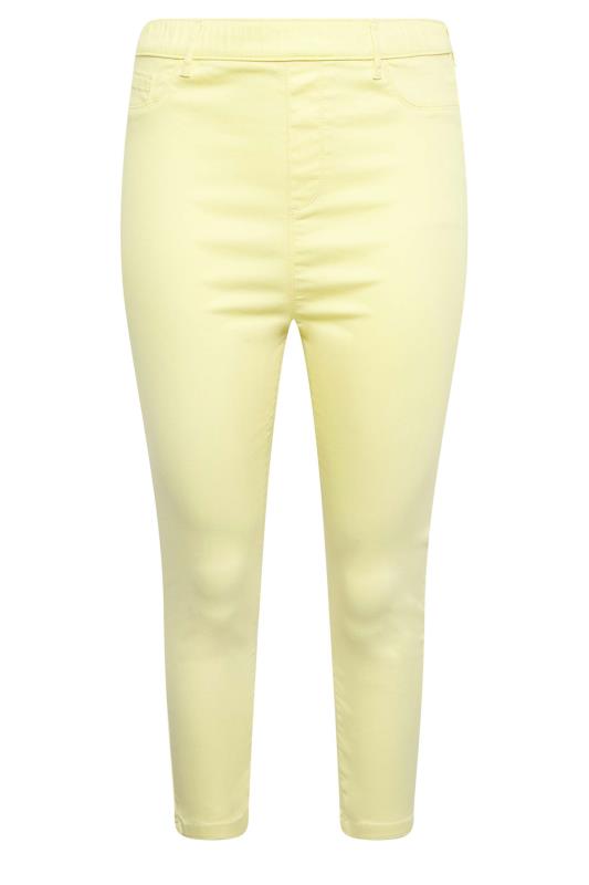 YOURS Curve Plus Size Yellow Cropped Stretch GRACE Jeggings | Yours Clothing  4
