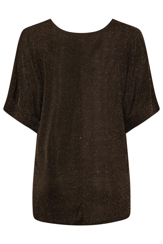 Curve Plus Size Gold Glitter V-Neck Top | Yours Clothing  7