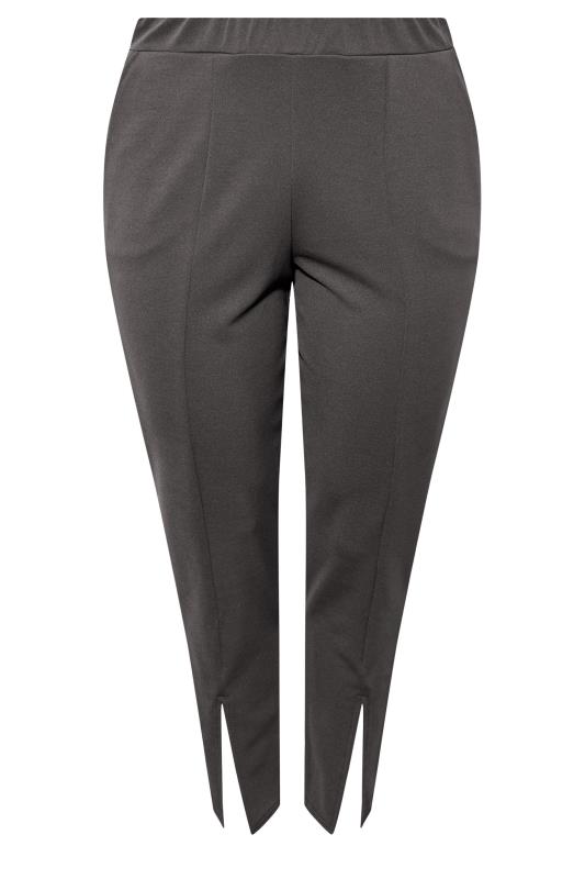 LIMITED COLLECTION Plus Size Charcoal Grey Split Hem Tapered Trousers | Yours Clothing  6