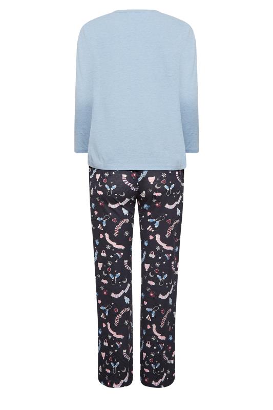 Petite Blue 'Cosy Time' Christmas Print Pyjama Set | PixieGirl 7