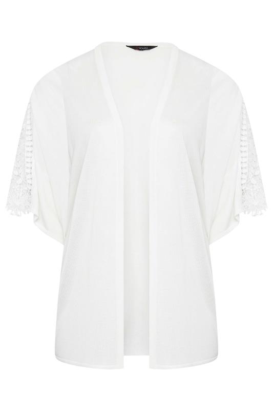 YOURS Plus Size White Crochet Sleeve Kimono | Yours Clothing 6