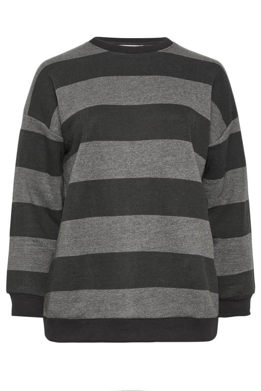 YOURS Plus Size Black Stripe Sweatshirt | Yours Clothing 5