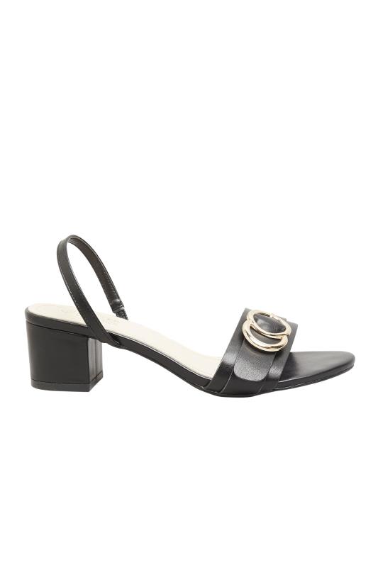 LIMITED COLLECTION Black Buckle Slingback Block Heeled Sandal In Wide E Fit | Yours Clothing 7