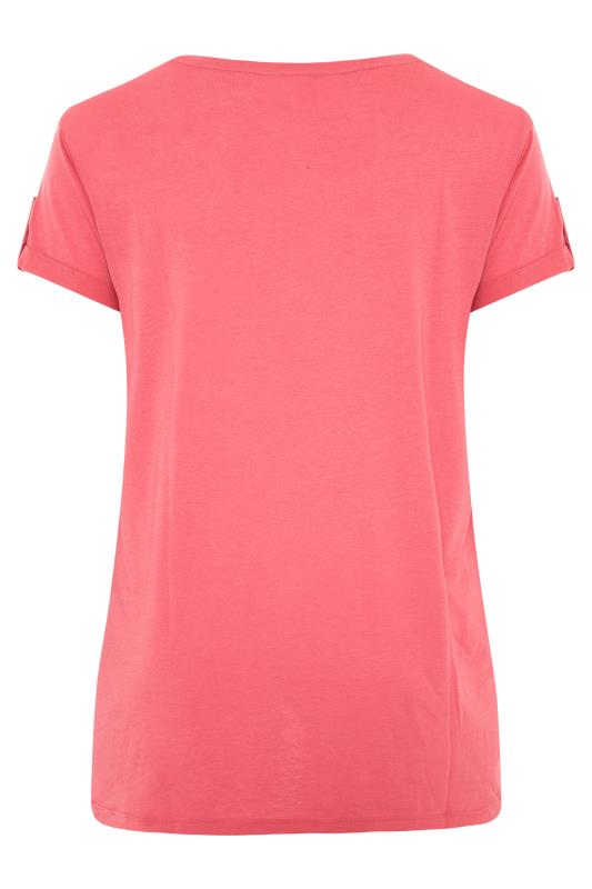 Curve Pink Pocket Dipped Hem T-Shirt 7
