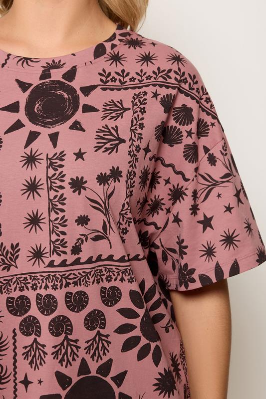YOURS Plus Size Pink Mixed Celestial T-Shirt | Yours Clothing 4