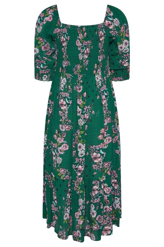 YOURS LONDON Curve Green Floral Puff Sleeve Dress 6