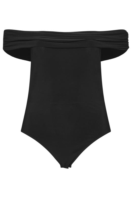 YOURS LONDON Plus Size Black Ruched Bardot Bodysuit | Yours Clothign 5
