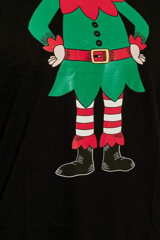 BadRhino Big & Tall Black Elf Print Christmas T-Shirt | BadRhino 2