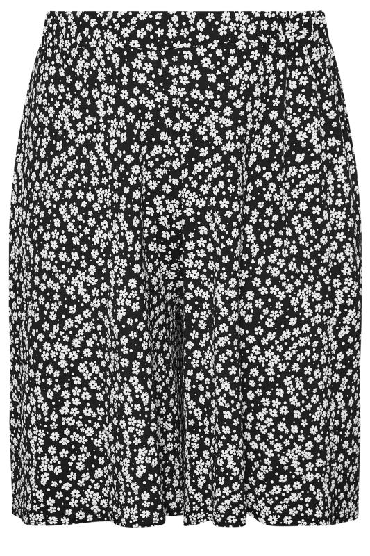 YOURS Plus Size Curve Black Ditsy Print Shorts | Yours Clothing  5