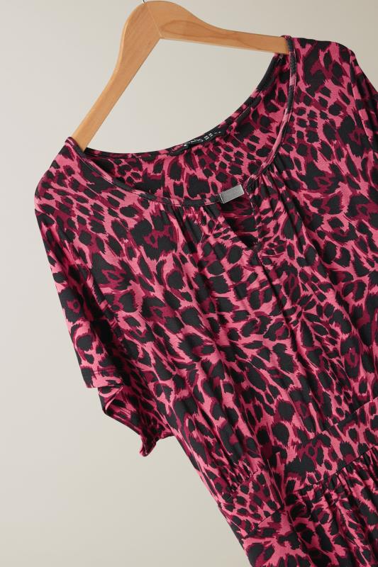 EVANS Plus Size Pink Leopard Print Midaxi Dress | Evans 6