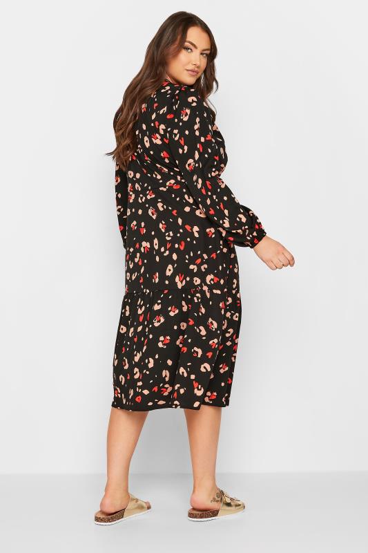 Plus Size Black Leopard Print Button Through Dress | Yours Clothing 3