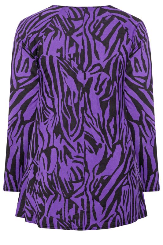 LIMITED COLLECTION Curve Dark Purple Tiger Print Cut Out Top | Yours Clothing 7