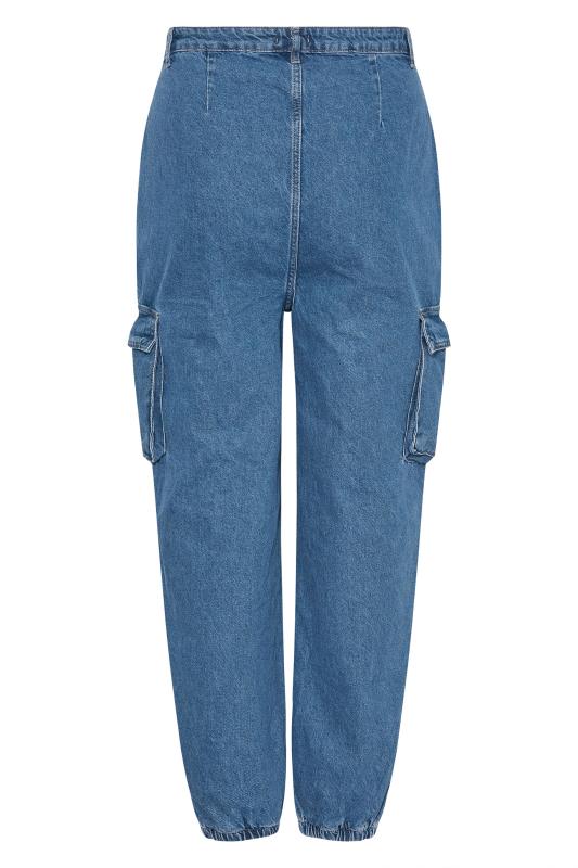  Grande Taille Curve Blue Cargo Pocket Jeans
