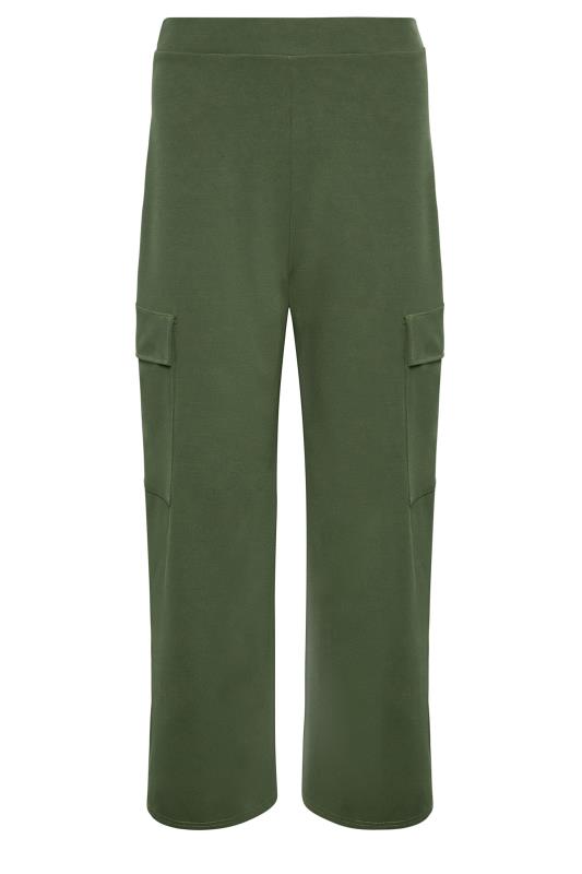 YOURS PETITE Curve Khaki Green Wide Leg Cargo Trousers | Yours Clothing 4