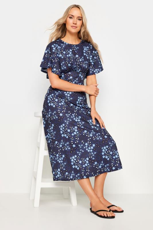  Grande Taille LTS Tall Navy Blue Floral Midi Dress