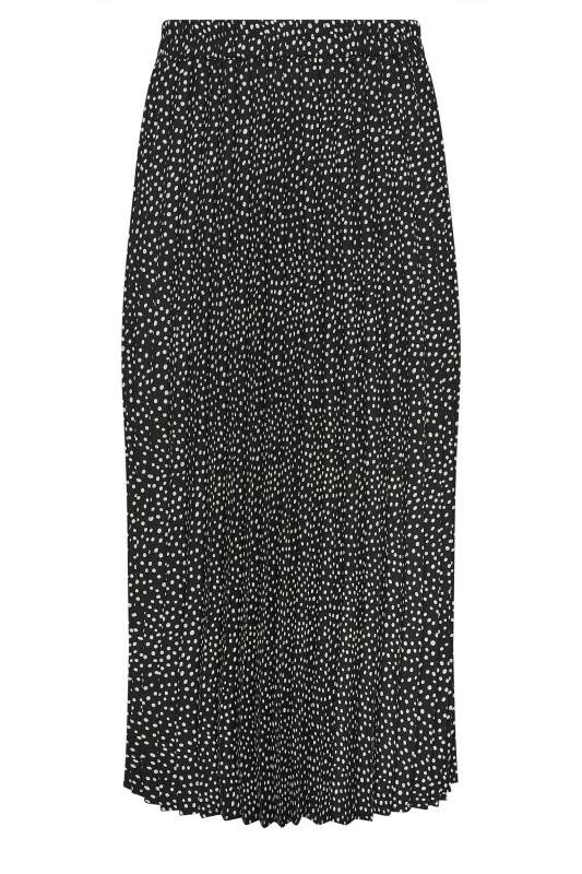 YOURS PETITE Plus Size Black Spot Print Pleated Skirt | Yours Clothing 1