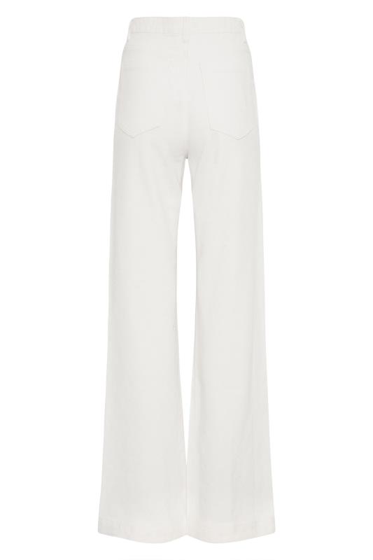 LTS Tall White Cotton Twill Wide Leg Trousers 6