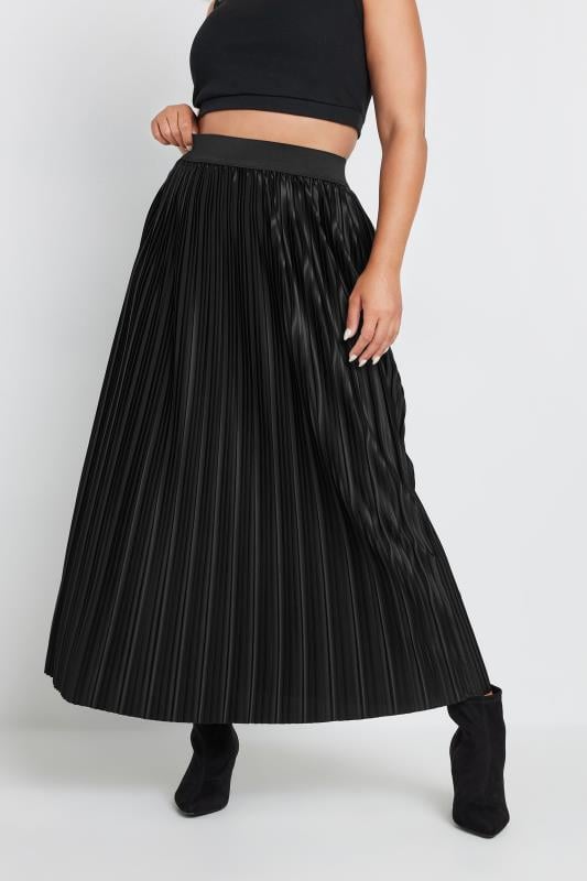 YOURS Plus Size Black Pleated Maxi Skirt Yours Clothing