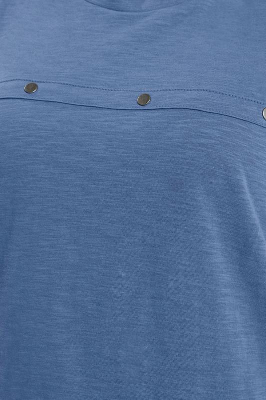 YOURS Plus Size Blue Stud Grown-On Sleeve T-Shirt | Yours Clothing 4
