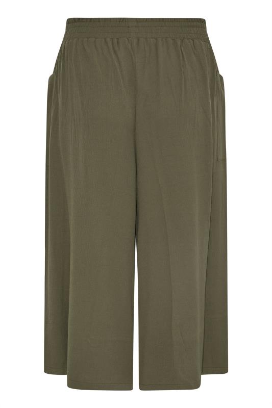 Plus Size Khaki Green Crinkle Culottes | Yours Clothing 6
