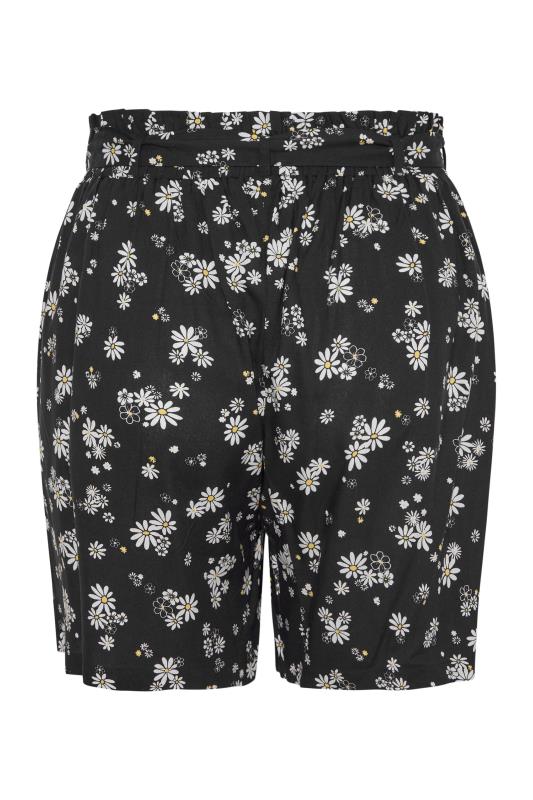 Plus Size Black Floral Print Paperbag Shorts | Yours Clothing 6
