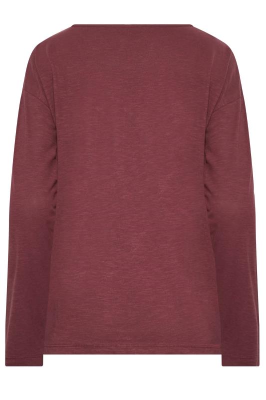 LTS Tall Berry Red V-Neck Long Sleeve Cotton T-Shirt | Long Tall Sally 7