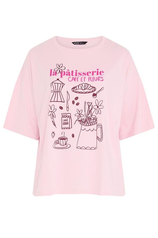 YOURS Plus Size Pink 'La Patisserie' Graphic T-Shirt | Yours Clothing 5