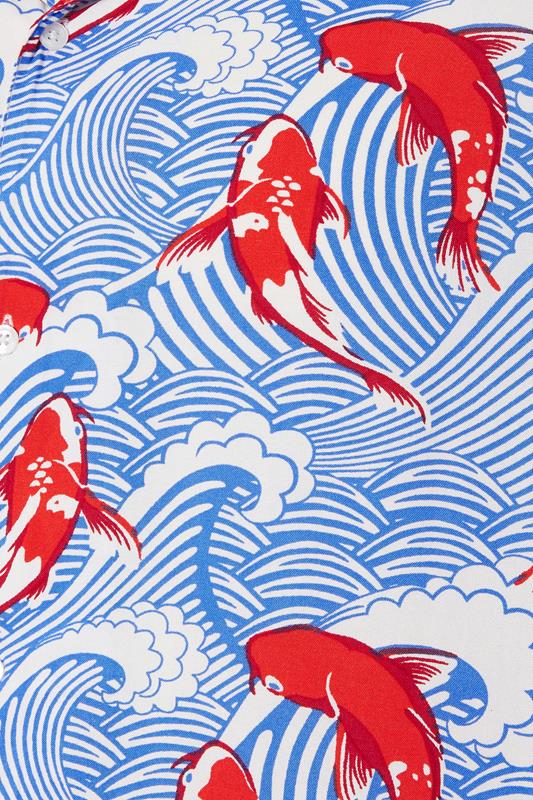 BadRhino Big & Tall Blue Koi Fish Print Shirt | BadRhino 8