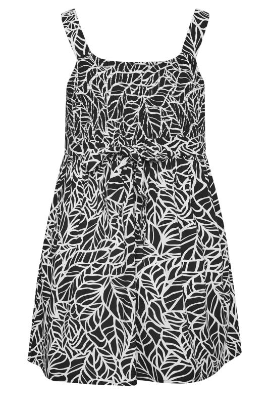 YOURS Plus Size Black Leaf Print Bow Back Vest Top | Yours Clothing 7