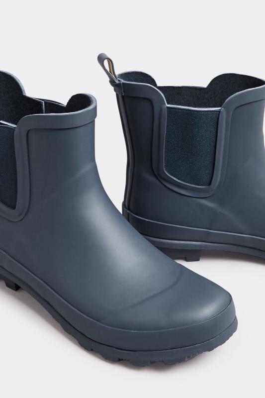 Navy Blue Chelsea Wellies In Wide E Fit | Yours Clothing