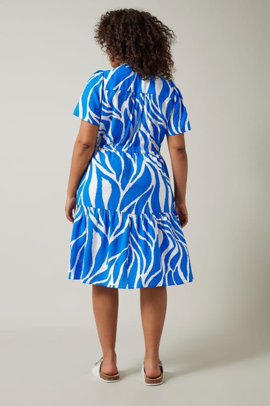 EVANS Plus Size Blue Abstract Print Midi Shirt Dress | Evans 3