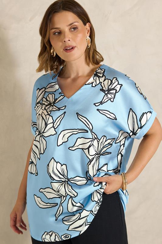  EVANS Top bleu clair à fleurs