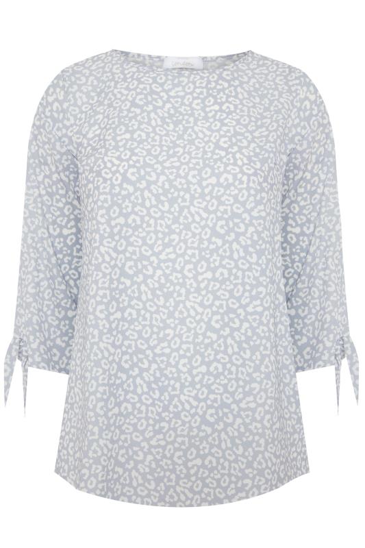 YOURS LONDON Blue Animal Tie Sleeve Blouse | Yours Clothing