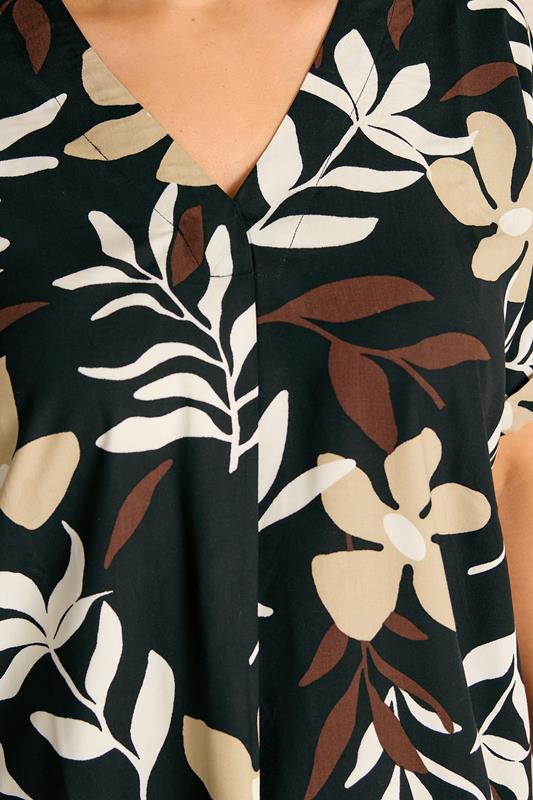 EVANS Plus Size Black Leaf Print Pleat Top | Evans 4