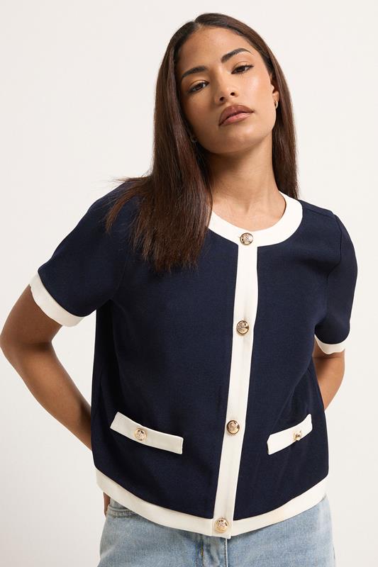 PixieGirl Petite Women's Navy Blue Short Sleeve Top | PixieGirl 1