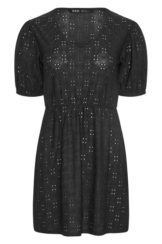 YOURS PETITE Curve Black Broderie Anglaise Smock Dress | Yours Clothing 1